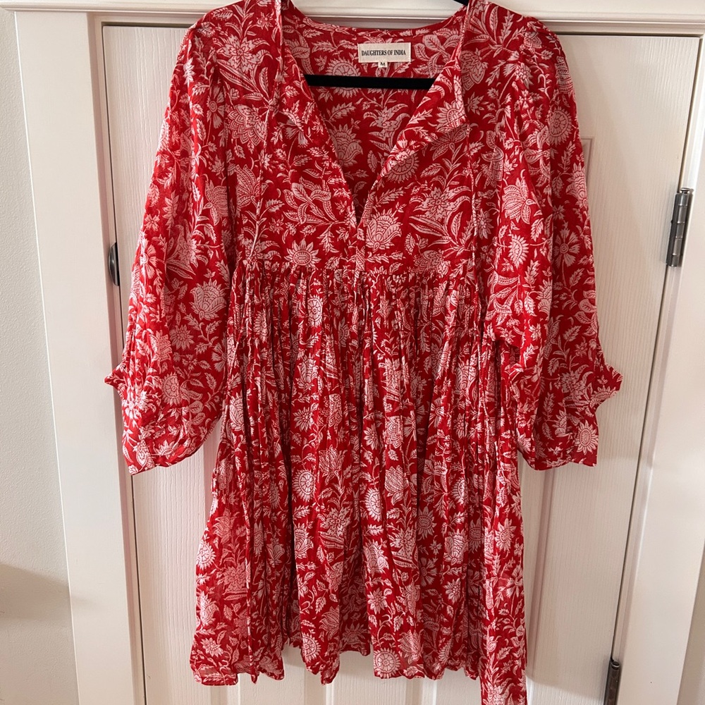 Daughters of India saffron Floral Dress